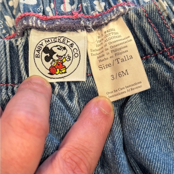 Vintage Disney Baby Minnie Mouse Denim Pant 3-6 Months Snap Bottom 90s Mickey Co - Picture 6 of 7